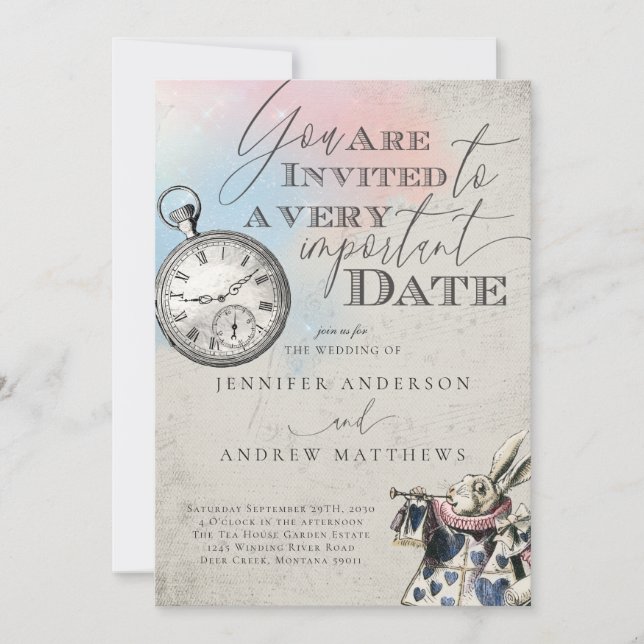 Alice in Wonderland Wedding Invitation (Front)