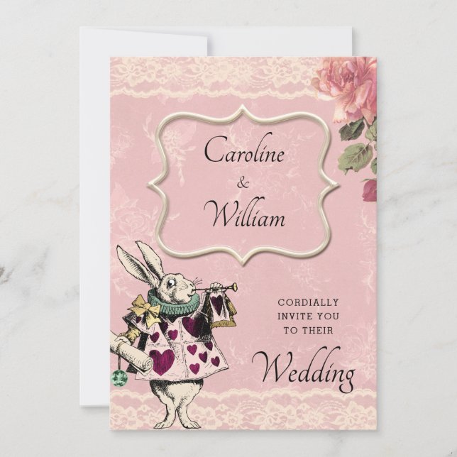 Alice in Wonderland Wedding Invitation (Front)