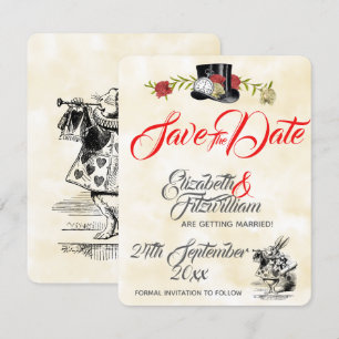 Alice in Wonderland Wedding Save The Date Invitation