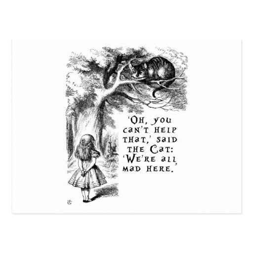 Image of Alice in Wonderland - We're all mad here Postcard