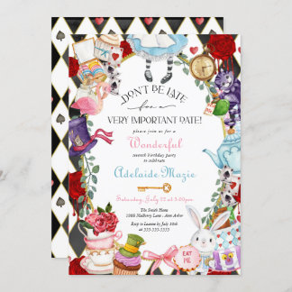 Alice in Wonderland Whimsical Children's Birthday  Invitation