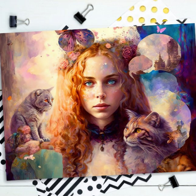 Alice in Wonderland | Whimsical Dreamy Cat Lover Tissue Paper (Creator Uploaded)