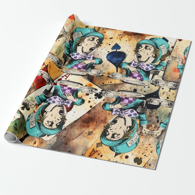 Alice in wonderland whimsical mad hatter Wrapping Paper (Unrolled)