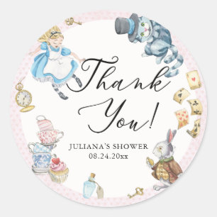 Alice in Wonderland Whimsical Shower Classic Round Sticker
