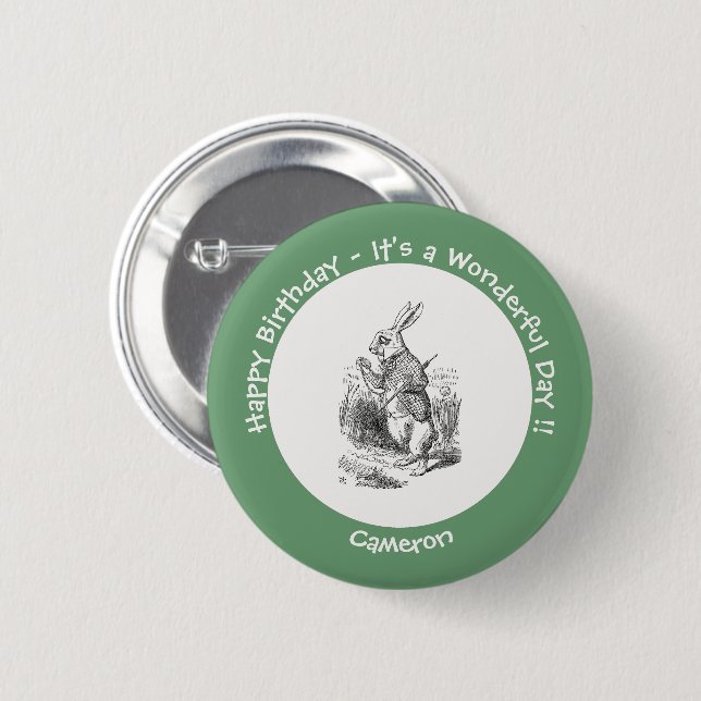 Alice in Wonderland White Rabbit Birthday Party 6 Cm Round Badge (Front & Back)