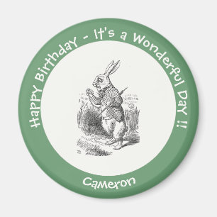 Alice in Wonderland White Rabbit Birthday Party Magnet