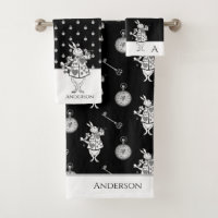 Alice in Wonderland White Rabbit Black  bathroom 