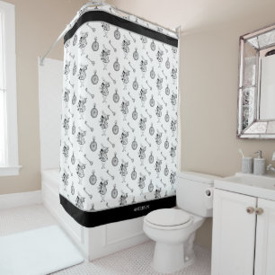 Alice in Wonderland White Rabbit Black  bathroom  Shower Curtain
