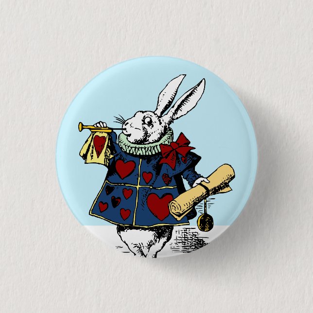 Alice in Wonderland White Rabbit Button Style #1 (Front)