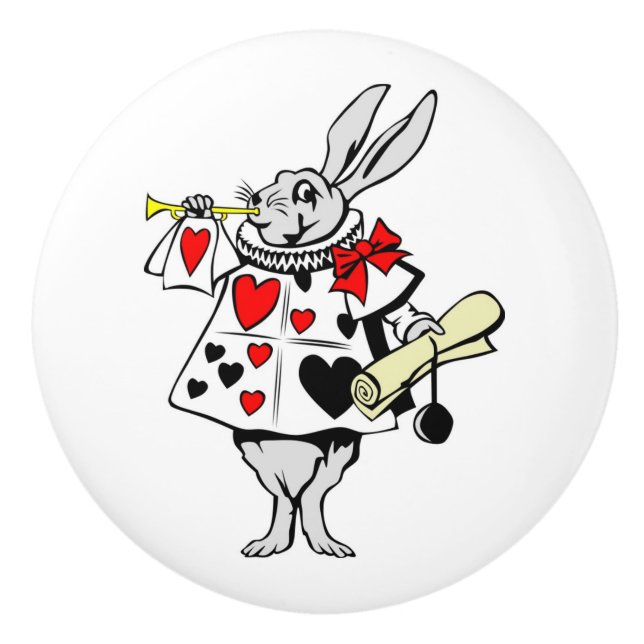 Alice in Wonderland White Rabbit Ceramic Knob (Front)
