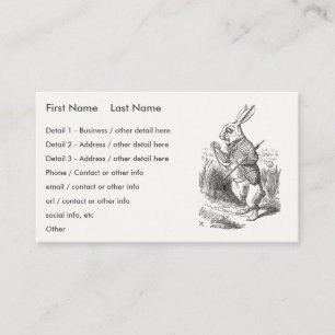 Alice in Wonderland, White Rabbit Checks His Watch Business Card