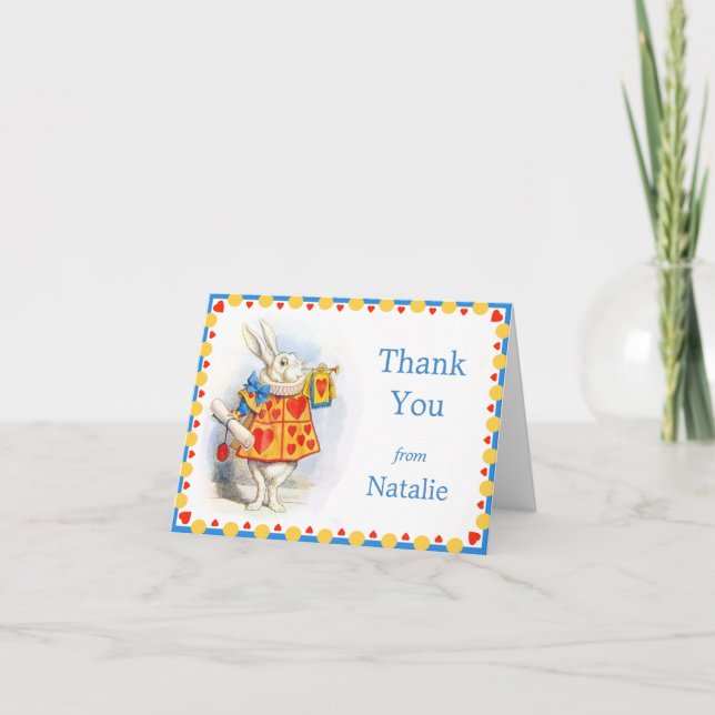 Alice in Wonderland White Rabbit Custom Thank You Card (Front)