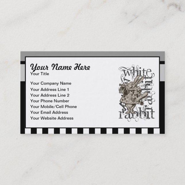 Alice In Wonderland White Rabbit Grunge Business Card (Front)