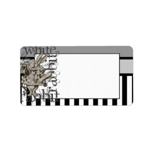 Alice In Wonderland White Rabbit Grunge Label