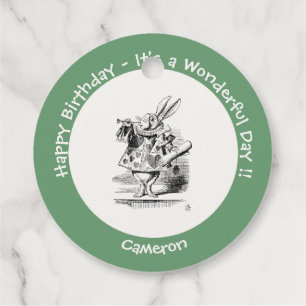 Alice in Wonderland White Rabbit Herald Birthday Favour Tags