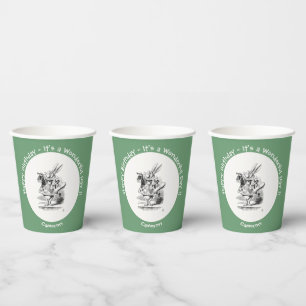 Alice in Wonderland White Rabbit Herald Birthday Paper Cups