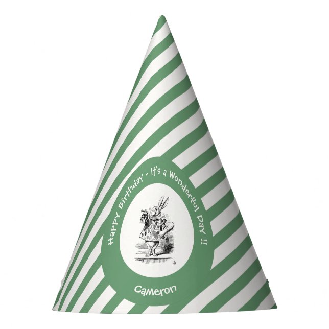 Alice in Wonderland White Rabbit Herald Birthday  Party Hat (Front)
