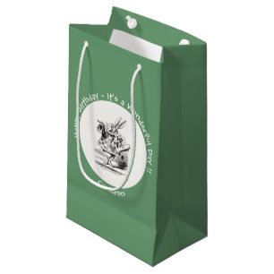 Alice in Wonderland White Rabbit Herald Birthday  Small Gift Bag