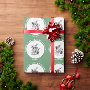 Alice in Wonderland White Rabbit Herald Birthday Wrapping Paper