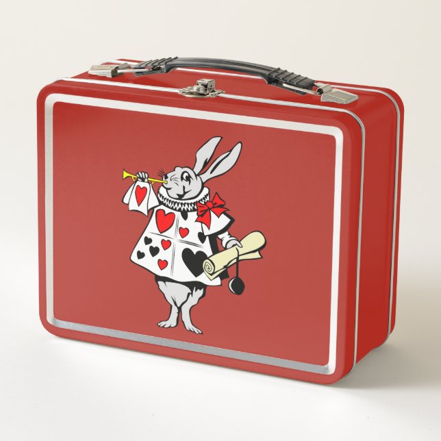Alice in Wonderland White Rabbit  Metal Lunch Box (Front)