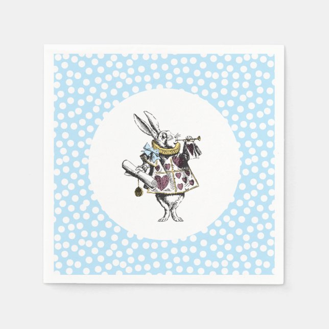 Alice in Wonderland White Rabbit Polka Dot Napkin (Front)