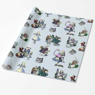 Alice in Wonderland White Rabbit & Red Queen Cat Wrapping Paper