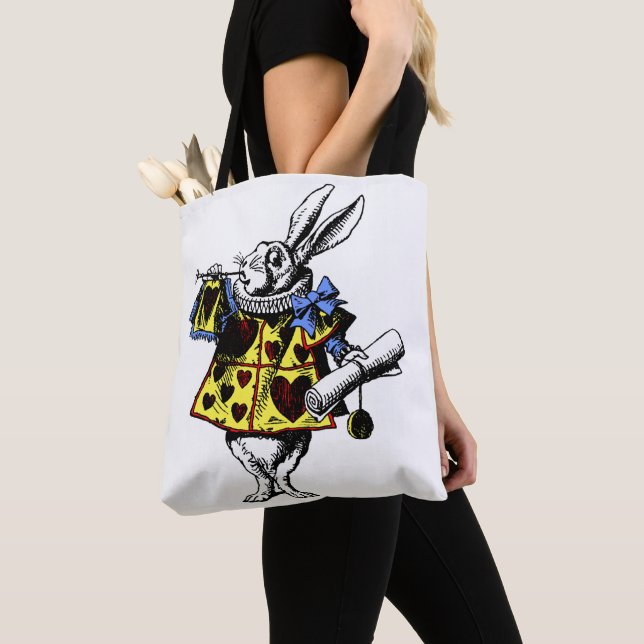 Alice In Wonderland White Rabbit Shirt Tote Bag (Close Up)