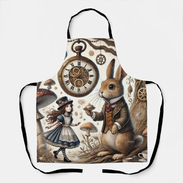 Alice in Wonderland White Rabbit tea Art Apron (Front)