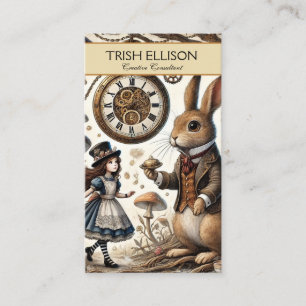 Alice in Wonderland White Rabbit tea Art Business Card