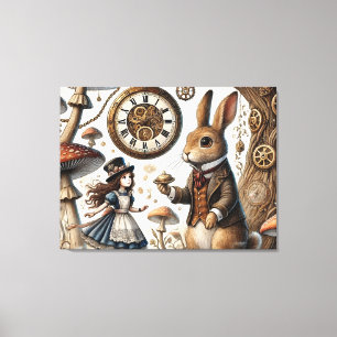 Alice in Wonderland White Rabbit tea Art Canvas Print