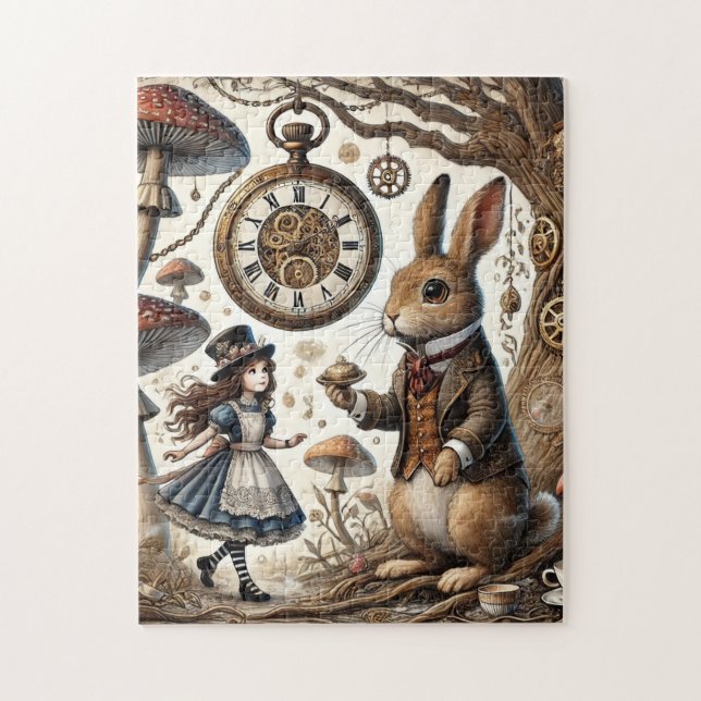Alice in Wonderland White Rabbit tea Art Jigsaw Puzzle (Vertical)