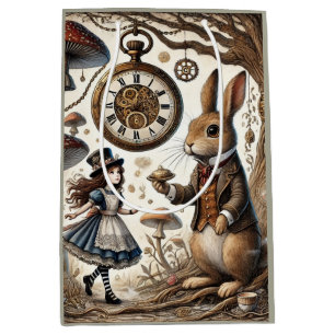 Alice in Wonderland White Rabbit tea Art Medium Gift Bag