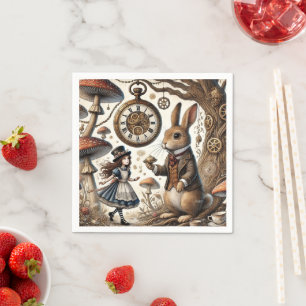 Alice in Wonderland White Rabbit tea Art Napkin