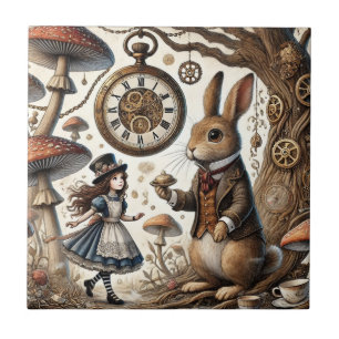 Alice in Wonderland White Rabbit tea Art Tile