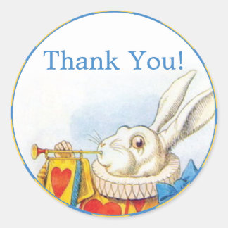 Alice in Wonderland White Rabbit Thank You Favour Classic Round Sticker