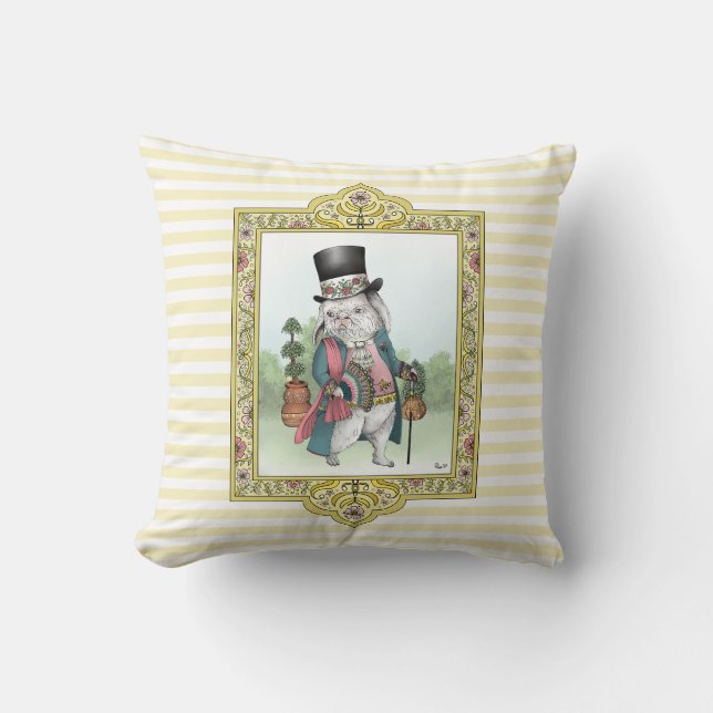 Alice in Wonderland White Rabbit Wearing Clothes Cushion (Front)