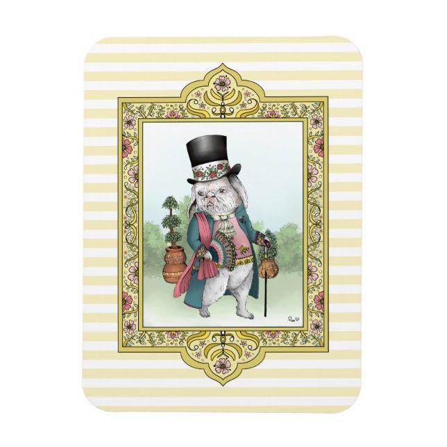 Alice in Wonderland White Rabbit Wearing Clothes Magnet (Vertical)