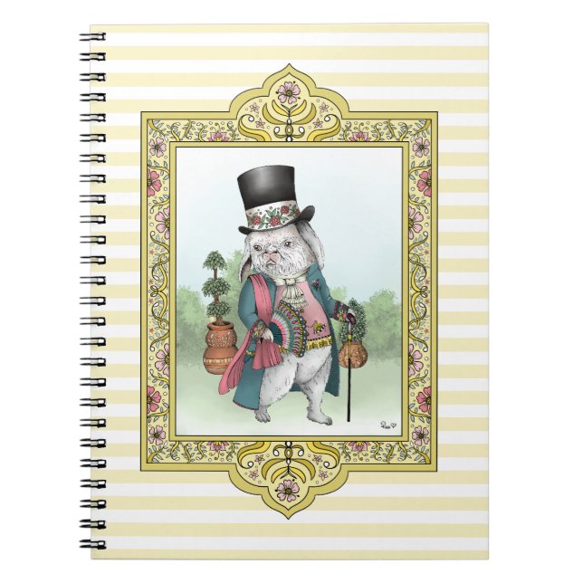 Alice in Wonderland White Rabbit Wearing Clothes Notebook (Front)