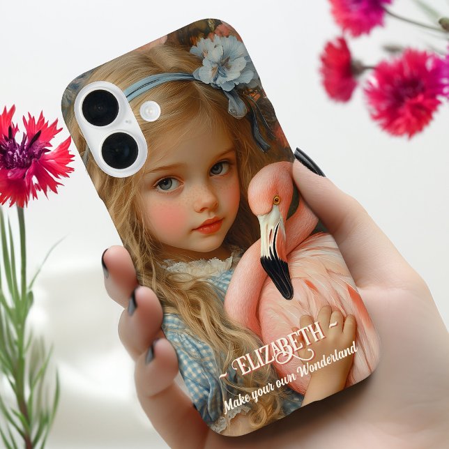 Alice in Wonderland with a Pink Flamingo Case-Mate iPhone Case (Creator Uploaded)