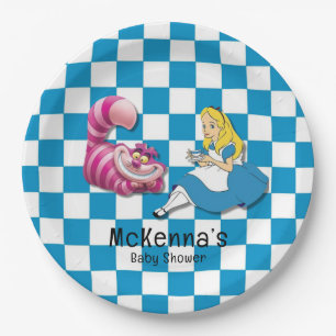 Alice in Wonderland With Cheshire Cat Baby Shower Paper Plate