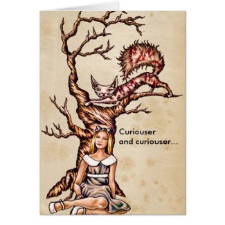 Alice in Wonderland with Cheshire Cat Card