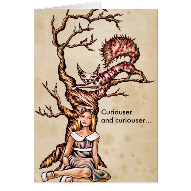 Alice in Wonderland with Cheshire Cat Card (Front)