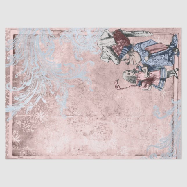 Alice in Wonderland with Duchess Pink Decoupage Tissue Paper (Front)