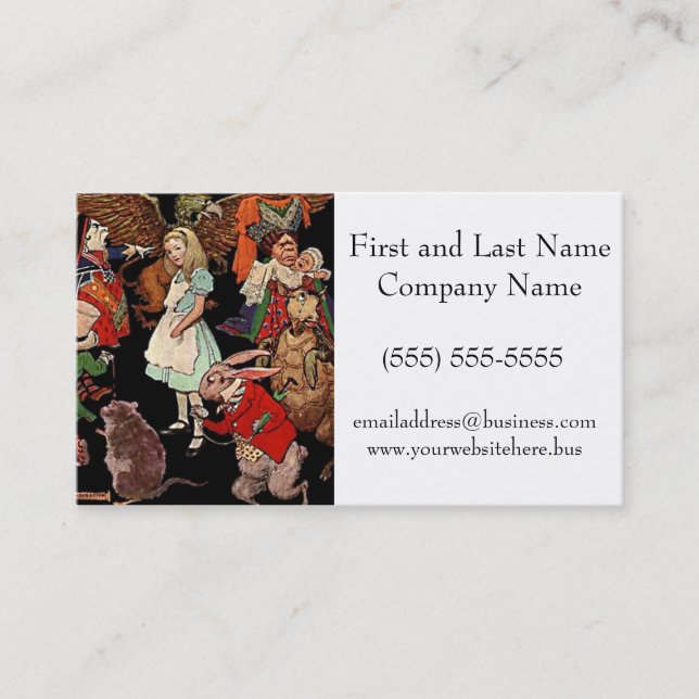 Alice in Wonderland with Friends Illustration Business Card (Front)