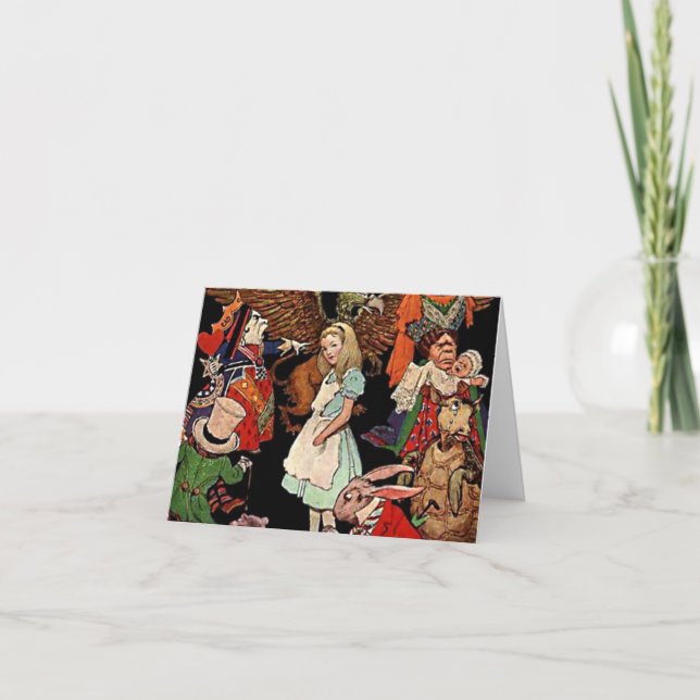 Alice in Wonderland with Friends Illustration Card (Front)
