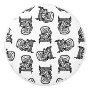 Alice in Wonderland with Kitten CUSTOM BG COLOR Ceramic Knob