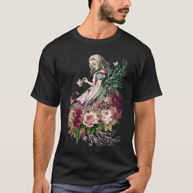 Alice in Wonderland with Tea Time Roses T-Shirt (Front)