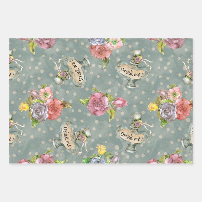 Alice in Wonderland Wrapping Paper 3 Designs (Front 3)