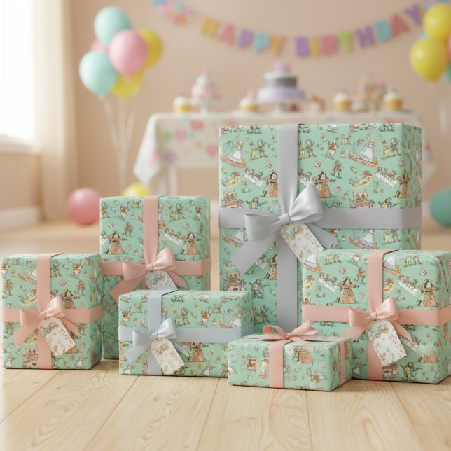  Alice in Wonderland Wrapping Paper Cute Kids (Creator Uploaded)