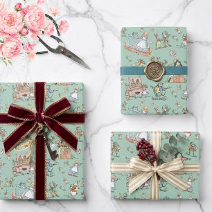 Alice in Wonderland Wrapping Paper Cute Kids